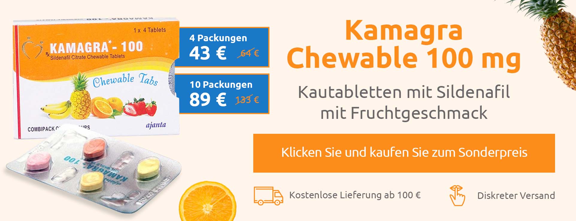 Kamagra Chewable 100 mg Sildenafil – Sonderangebot