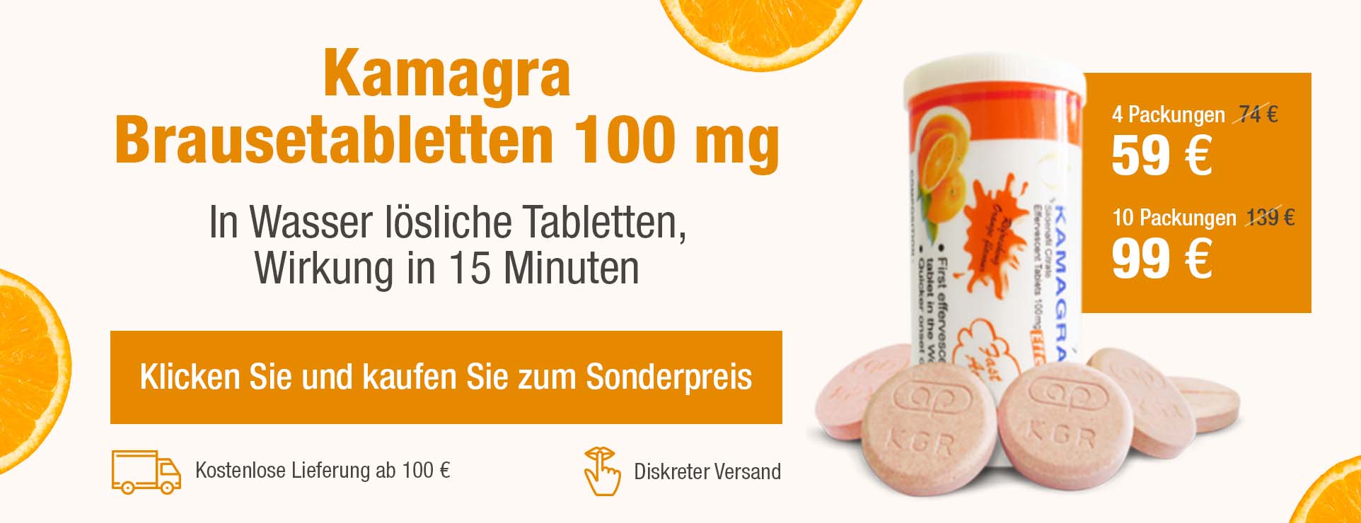 Kamagra Brausetabletten 100mg Sildenafil – Sonderangebot