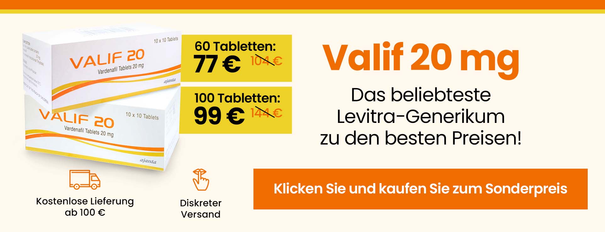 Valif 20 mg Vardenafil - Sonderangebot